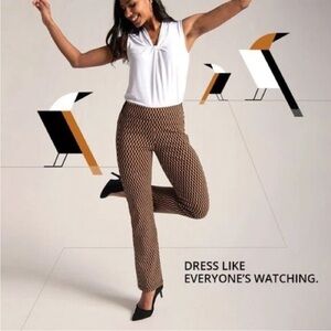 Betabrand Dress Yoga Pants Small Geometric Print Straight Leg Ponte